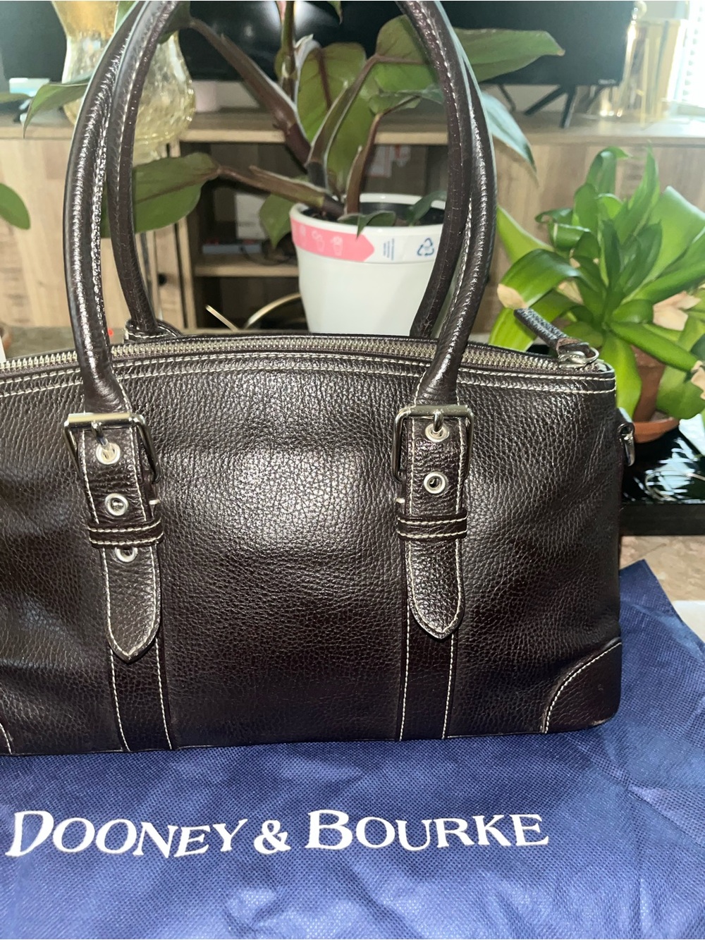 Dooney & Bourke Brown Leather Shoulder Satchel - Picture 3 of 7